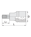 Screwdriver Socket With Tx Profile 1/4&quot; TX 27