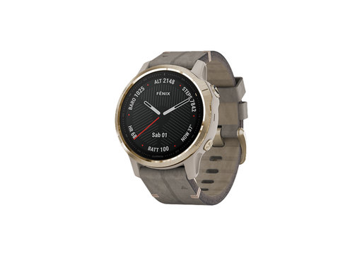 [010-02159-8P] Fenix 6s Light Gold Tone With Shale Gray Leather Band